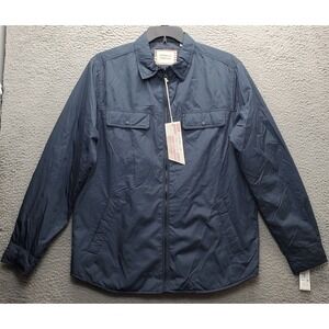 American Threads Rain Wind Jacket Men's M Navy Waterproof‎ Flap Pockets Full Zip